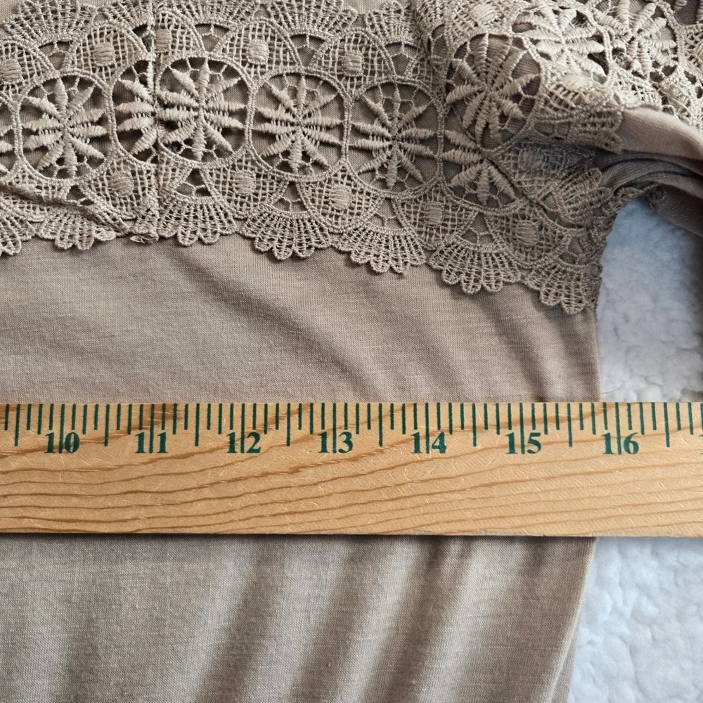 Mia Joy Maxi Dress Girl 14 Taupe Lace Crochet Boho Romantic Cottagecore New